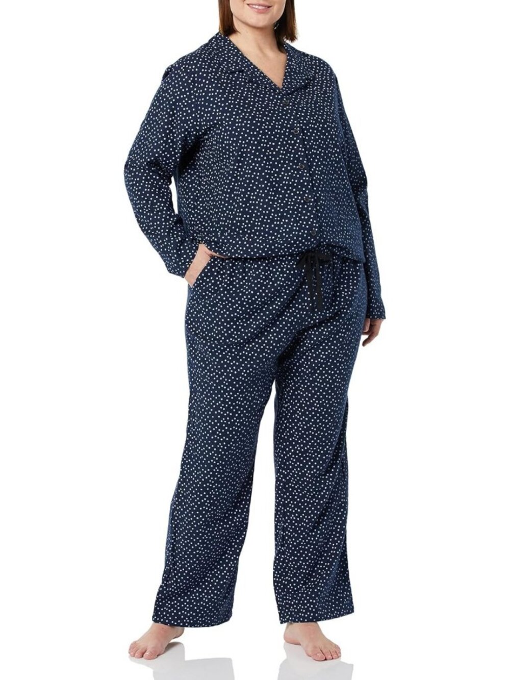Cozy Women's Flannel Pajama Set - Long Sleeve Button-Up Shirt & Pants